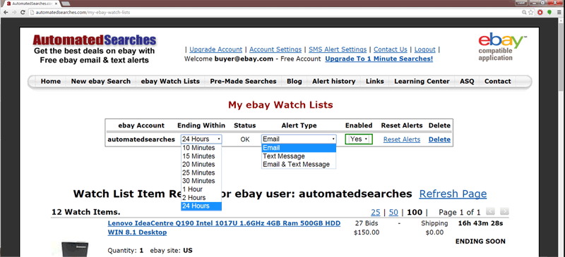 This is what it will look like once you add your Watch List to the alert system.